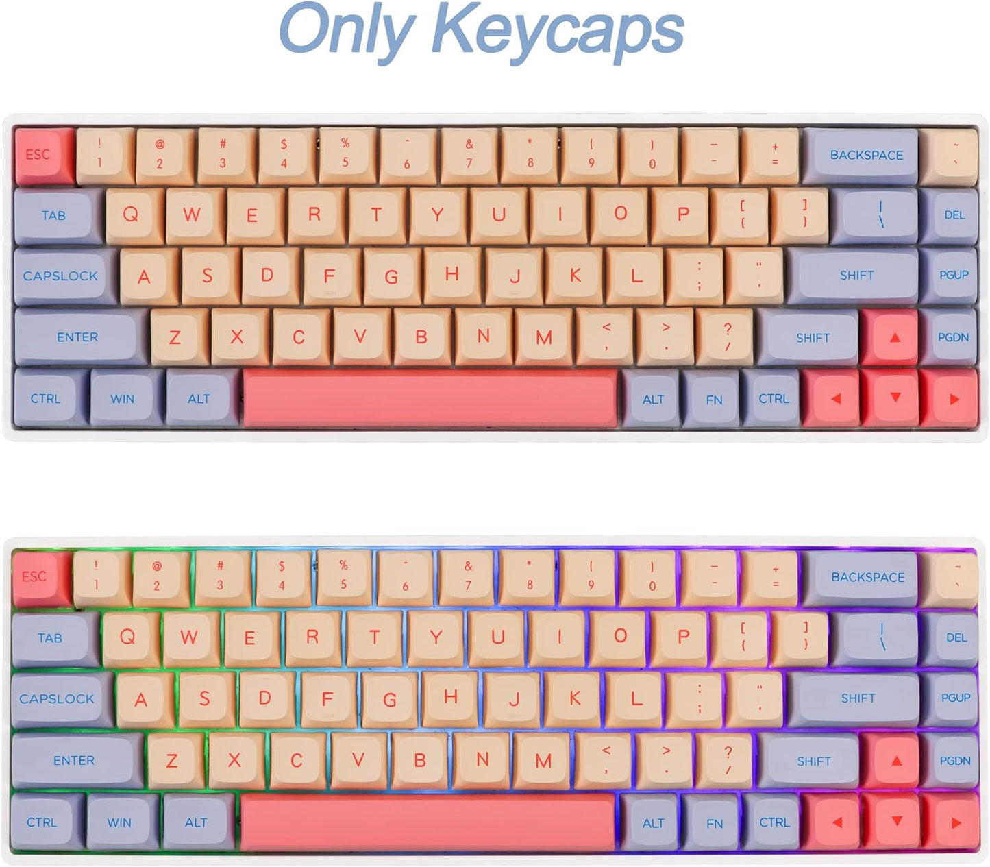 Fogruaden PBT Keycaps 132 Keys Marshmallow Keycaps Set, XDA Profile, Dye-Sublimation Cute Keycaps for Cherry Gateron MX Switches Mechanical Keyboard