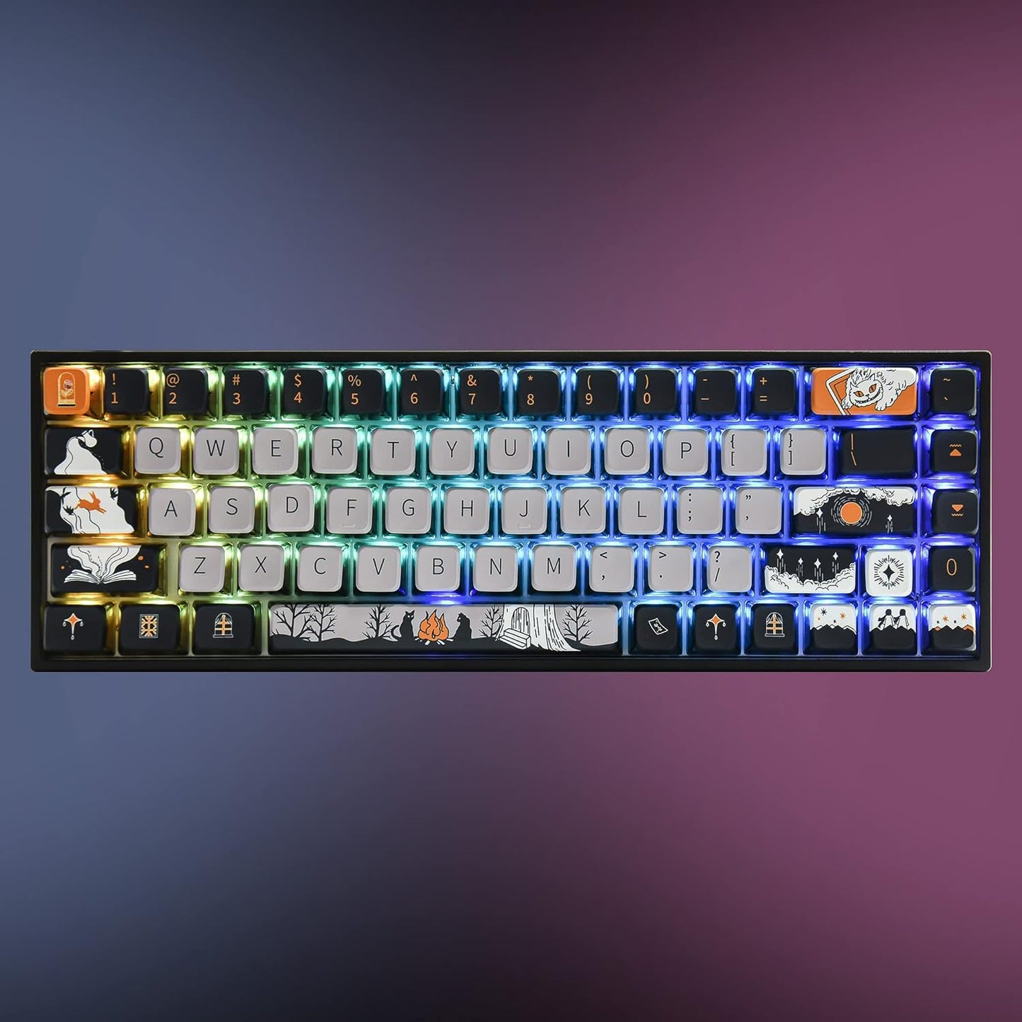 Fogruaden Pudding 60% Mechanical Keyboard Keycaps Set, 118 Dye-Sublimation Keycaps, ASA Profile, Cherry Gateron MX Switch Compatible (Dark Fairytale)