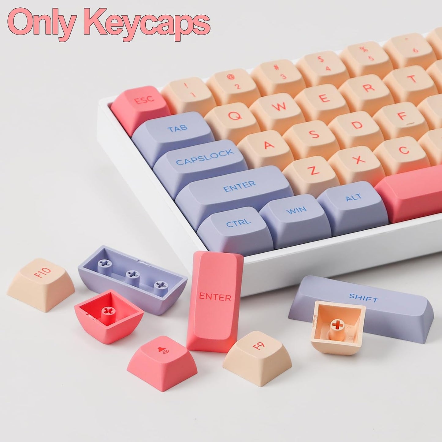 Fogruaden PBT Keycaps 132 Keys Marshmallow Keycaps Set, XDA Profile, Dye-Sublimation Cute Keycaps for Cherry Gateron MX Switches Mechanical Keyboard