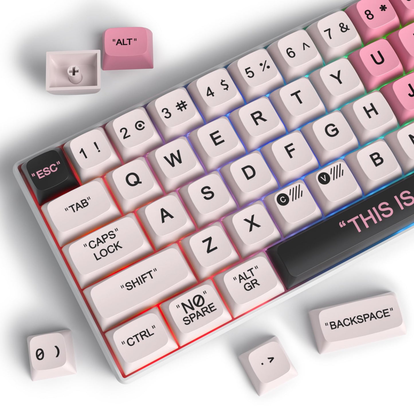 Fogruaden PBT Keycaps 132 Keys Marshmallow Keycaps Set, XDA Profile, Dye-Sublimation Cute Keycaps for Cherry Gateron MX Switches Mechanical Keyboard
