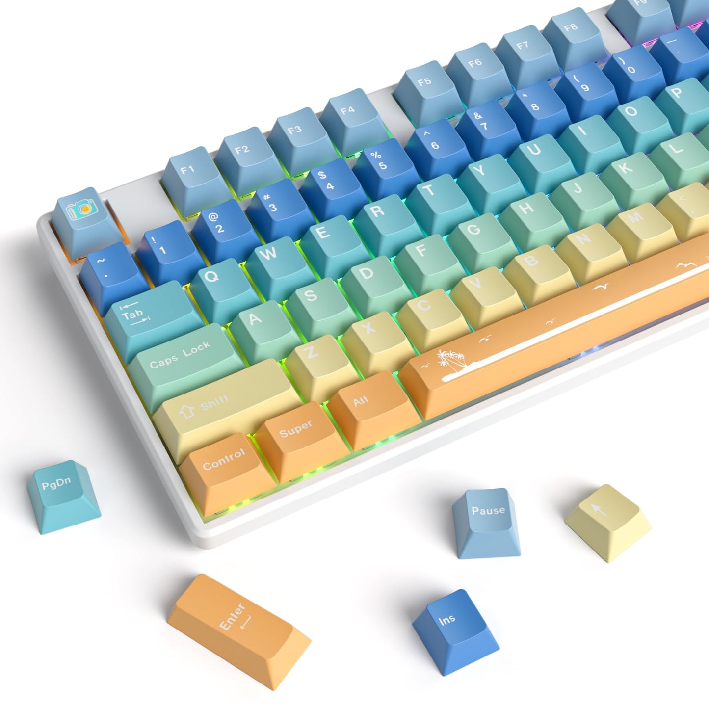 Fogruaden PBT Keycaps 132 Keys Marshmallow Keycaps Set, XDA Profile, Dye-Sublimation Cute Keycaps for Cherry Gateron MX Switches Mechanical Keyboard