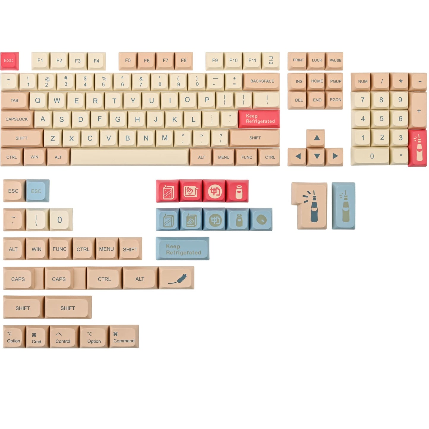 Fogruaden PBT Keycaps 132 Keys Marshmallow Keycaps Set, XDA Profile, Dye-Sublimation Cute Keycaps for Cherry Gateron MX Switches Mechanical Keyboard