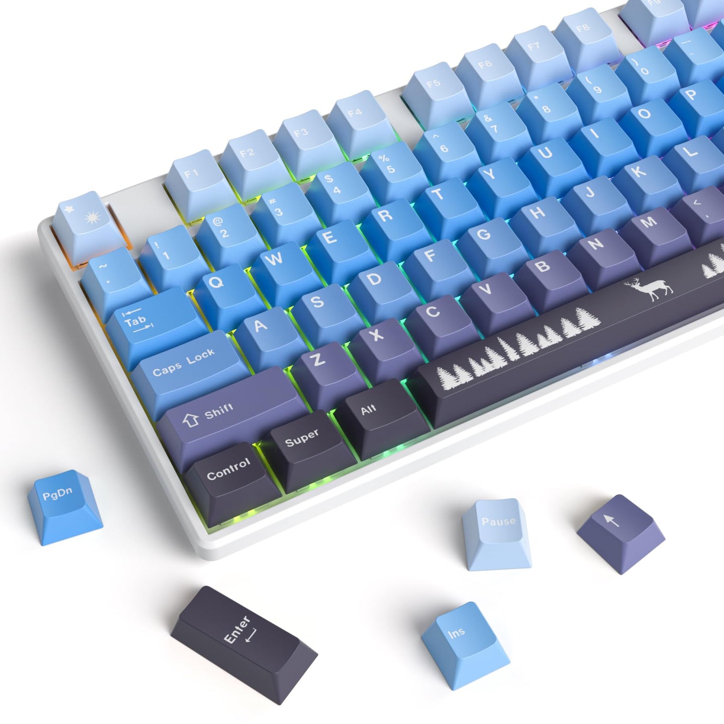Fogruaden Custom Keycaps, 60 Percent, 150 Keycap Set, ASA Profile ABS Double Shot for Cherry Gateron MX Switches Mechanical Keyboard
