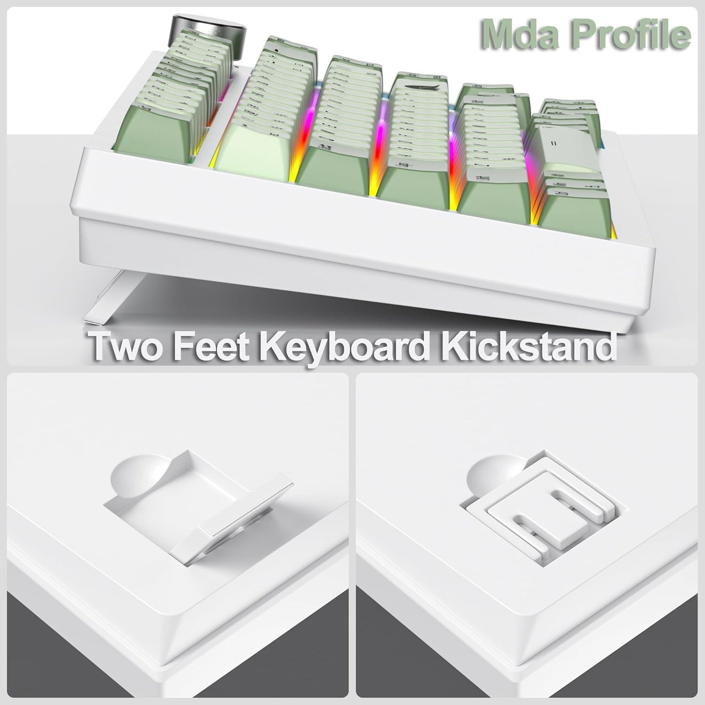 Fogruaden Wired 75% Mechanical Gaming Keyboard 75 Percent Matcha Keyboard Hot Swappable Gasket Mount, Red Switch, RGB Backlit 82 Keys TKL Mechanical Keyboard, NKRO Compact Keyboard with Knob