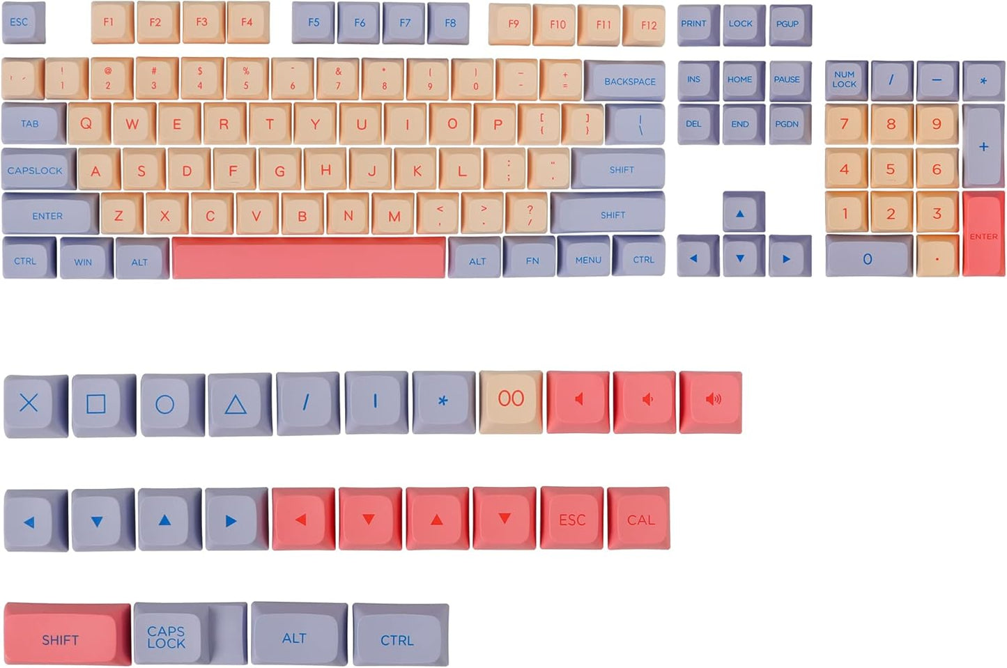 Fogruaden PBT Keycaps 132 Keys Marshmallow Keycaps Set, XDA Profile, Dye-Sublimation Cute Keycaps for Cherry Gateron MX Switches Mechanical Keyboard