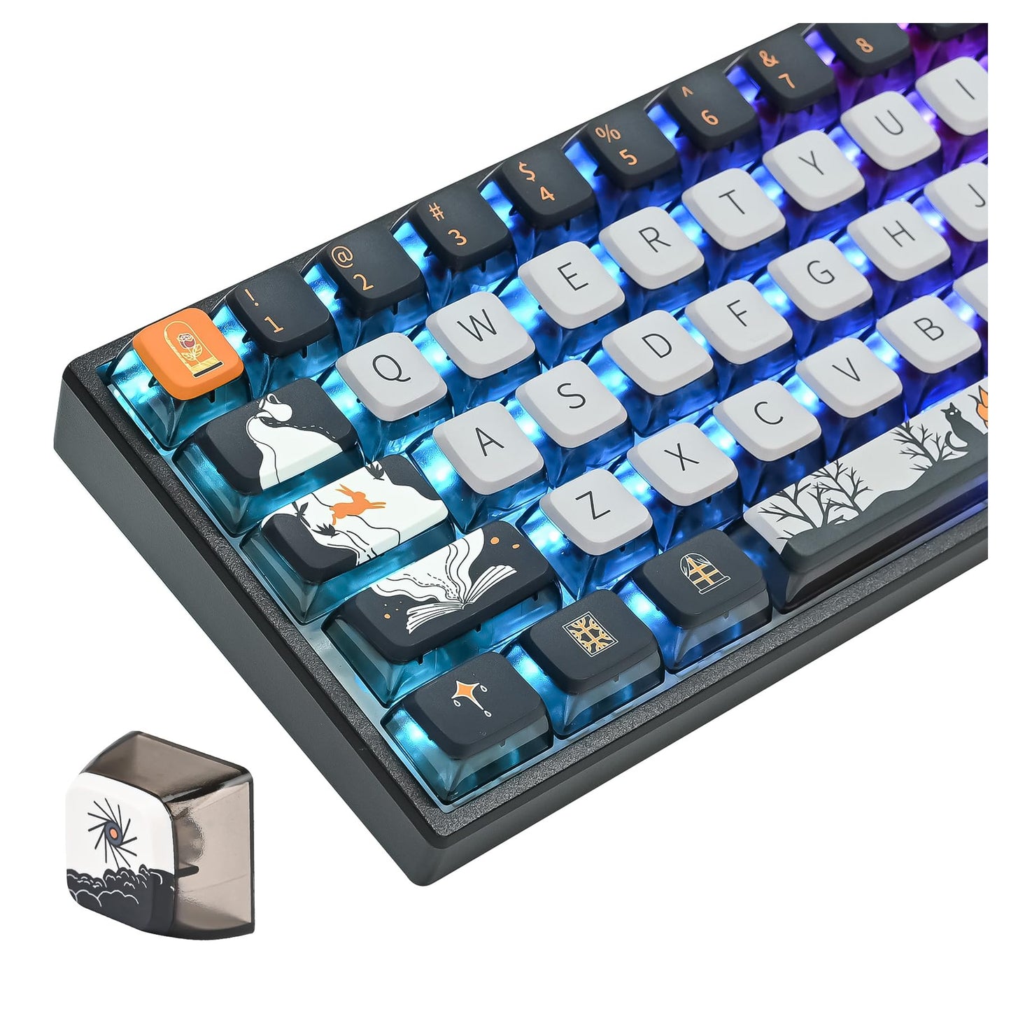 Fogruaden Custom Keycaps, 60 Percent, 150 Keycap Set, ASA Profile ABS Double Shot for Cherry Gateron MX Switches Mechanical Keyboard