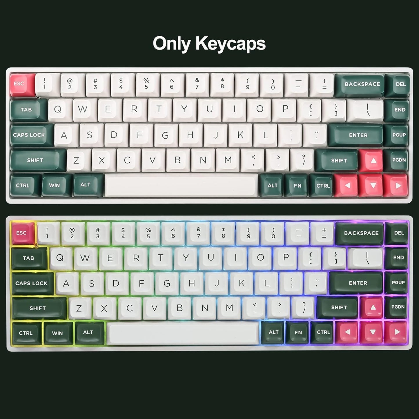 Fogruaden Custom Keycaps, 60 Percent, 150 Keycap Set, ASA Profile ABS Double Shot for Cherry Gateron MX Switches Mechanical Keyboard