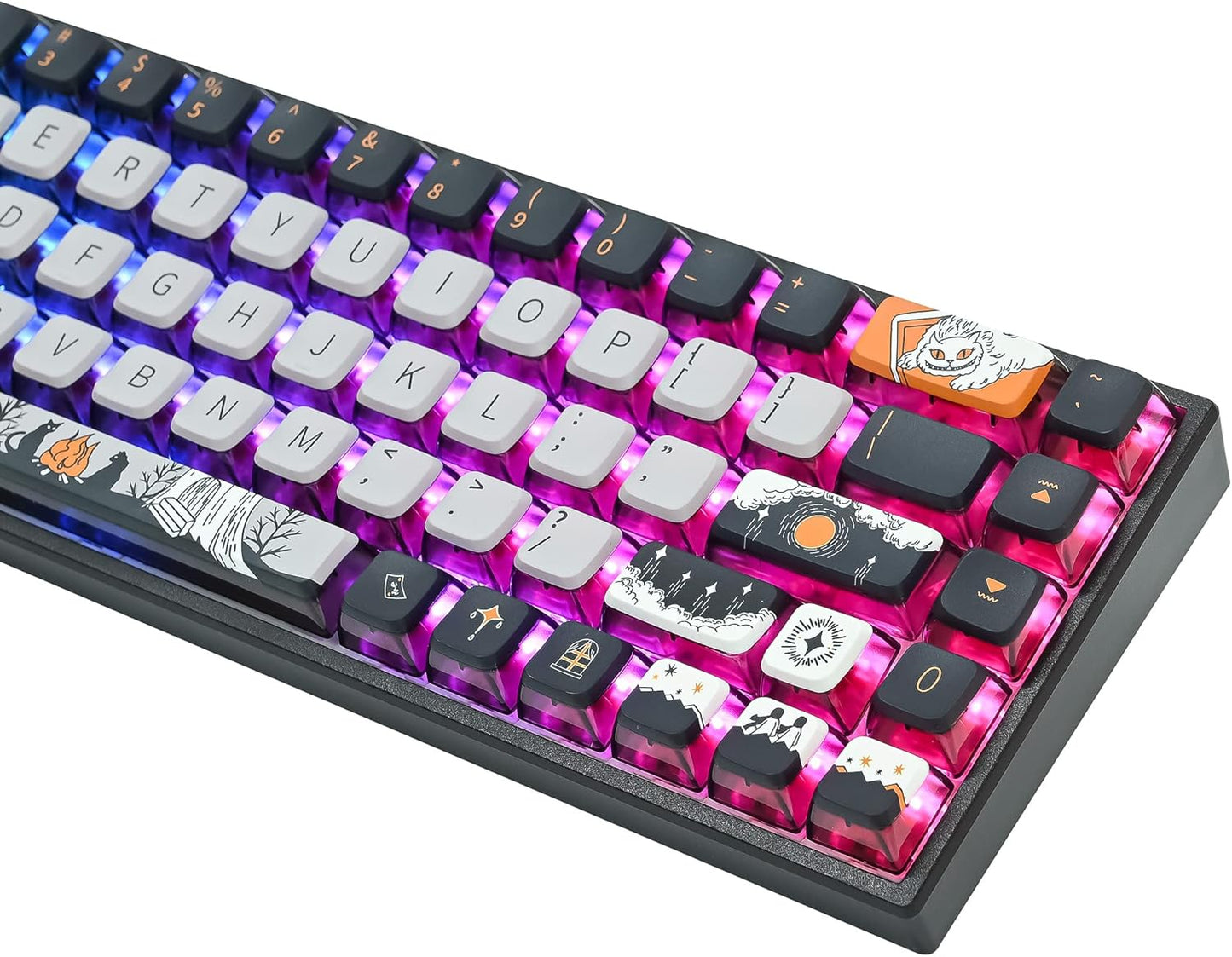 Fogruaden Pudding 60% Mechanical Keyboard Keycaps Set, 118 Dye-Sublimation Keycaps, ASA Profile, Cherry Gateron MX Switch Compatible (Dark Fairytale)