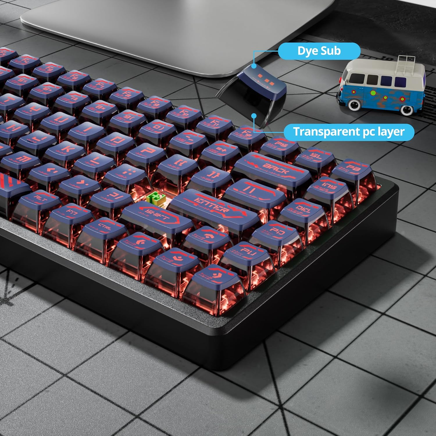 Fogruaden Pudding Keycaps 60 Percent, 120 Dye-Sublimation Keycaps Set, ASA Profile Custom Keycaps for Cherry Gateron MX Switches Mechanical Keyboard(RedPudding)